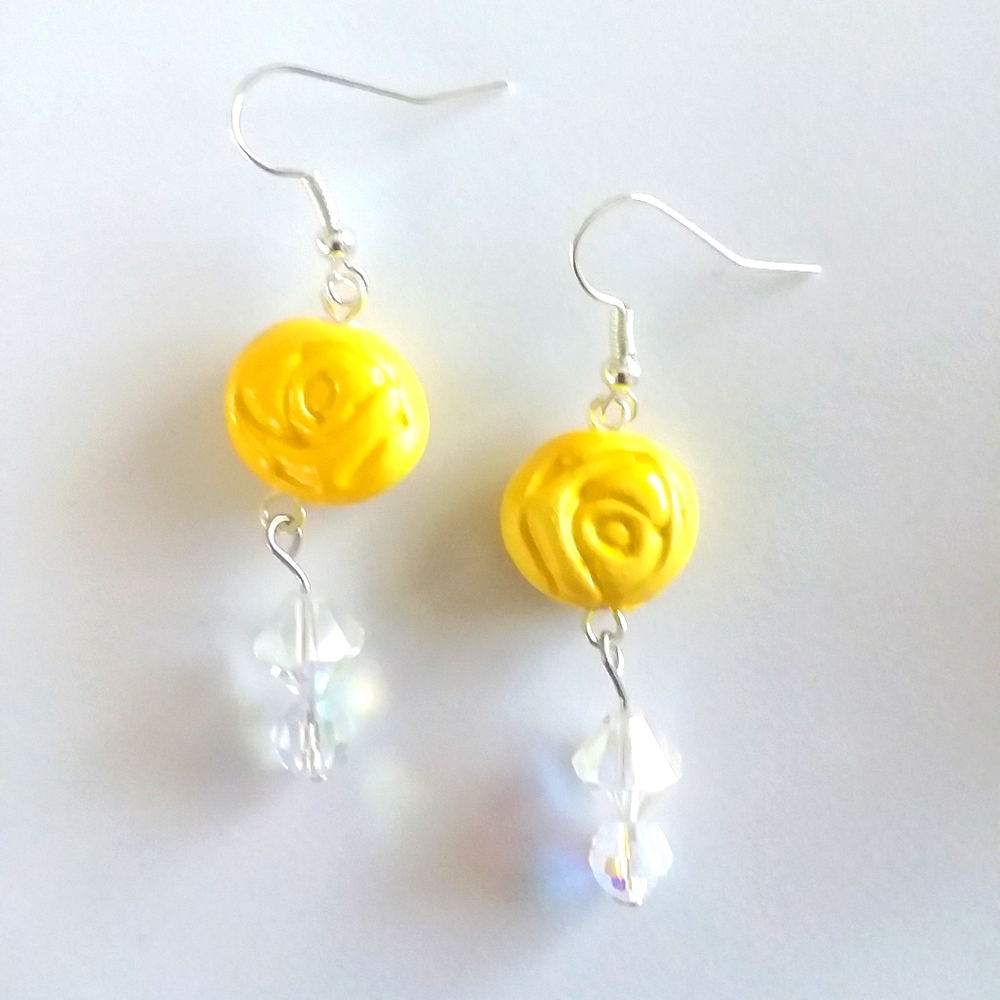 Rosette Crystal Earrings Texas Rose